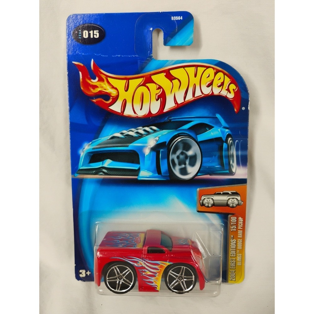 2004 Hot Wheels‎ 015 First Editions Blings Dodge Ram Pickup Orange W/ Flames